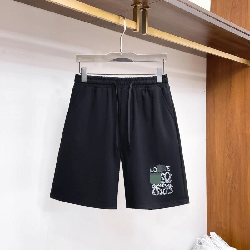 Loewe Black Knit-Cotton Shorts in a Loose Five-Part Cut