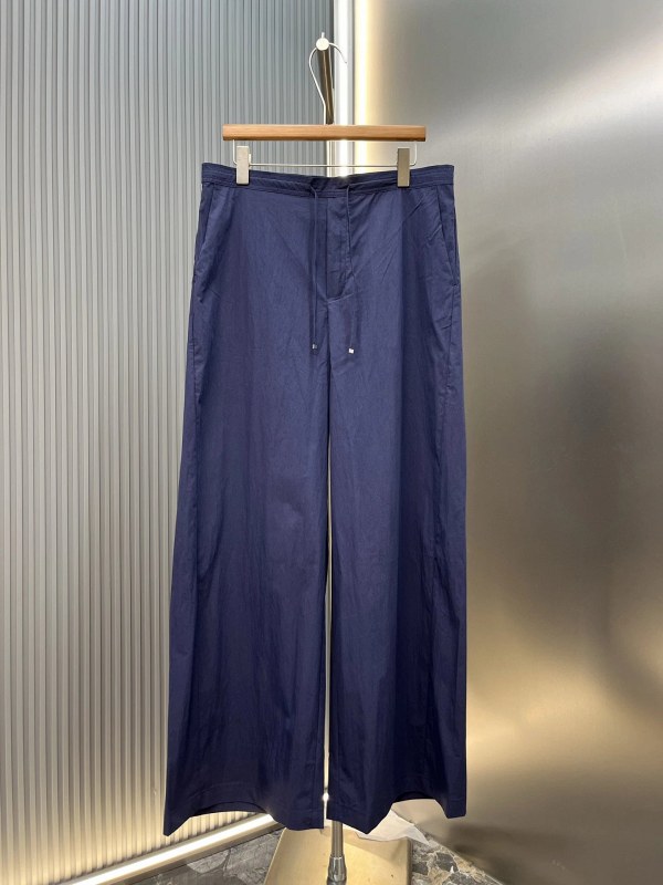Loewe Navy Poplin Trousers with Embroidered Detail and a Full Elastic Drawstring Waist