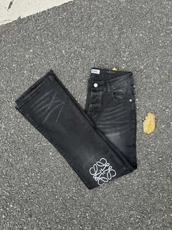 Loewe Embroidered-Logo Jeans in a High-Waist Stretch Cut
