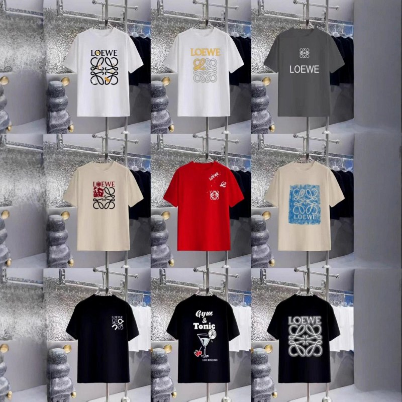Loewe gray logo-print T-shirt in pure-cotton 250–300g jersey, loose cut, XS–L