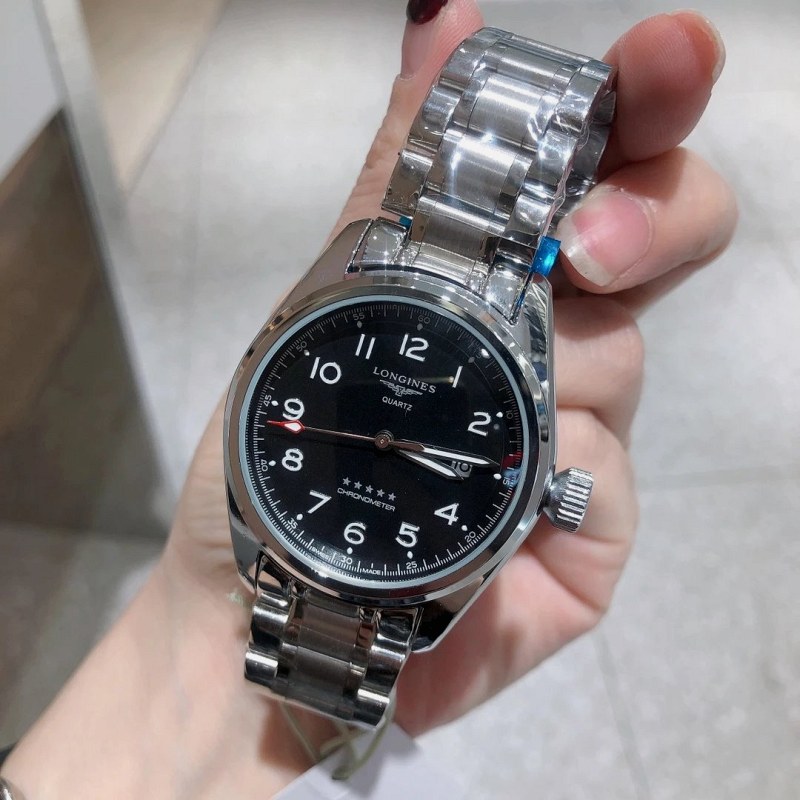Longines Spirit-Style 40mm Pilot Watch with Gray Dial and Steel Bracelet
