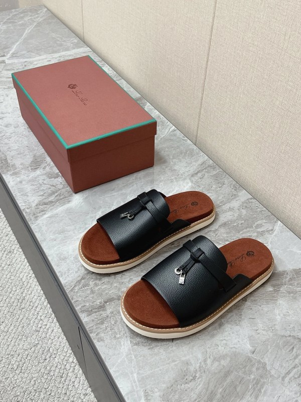 Loro Piana Black Slides: Casual Slip-Ons With Rubber Soles and Four Colorways