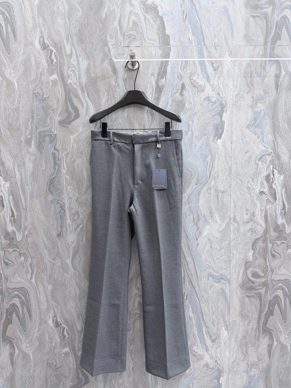 Louis Vuitton Gray Solid-Color Trousers in a Stated Standard Fit