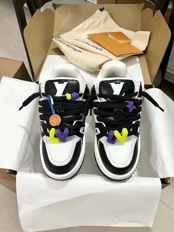 Louis Vuitton-Style Beaded "Bread" Trainer Maxi in Black, With DIY Charm Laces