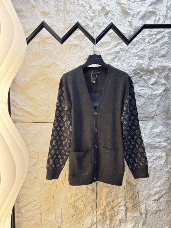 Black Louis Vuitton monogram wool-cashmere cardigan in a fitted cut