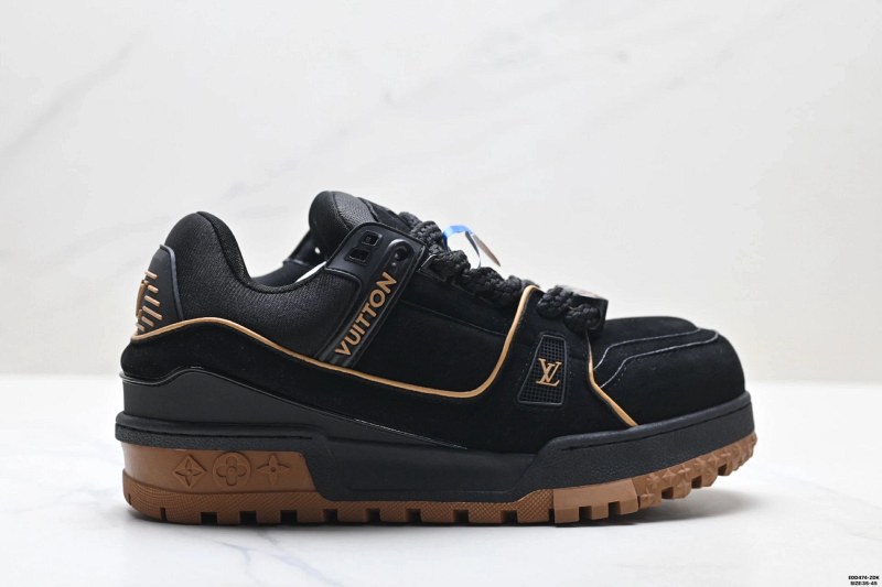 Louis Vuitton Black "Trainer Maxi" Suede Sneakers