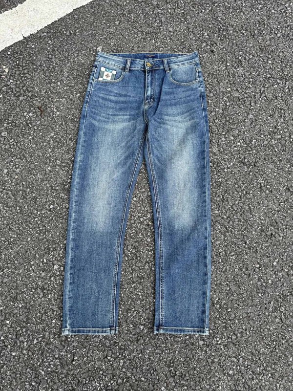 Louis Vuitton blue high-waist straight-leg jeans with YKK zipper hardware