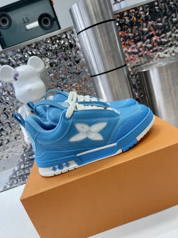 Louis Vuitton's blue skate sneaker: a chunky leather-and-mesh silhouette from the 2023 skate line