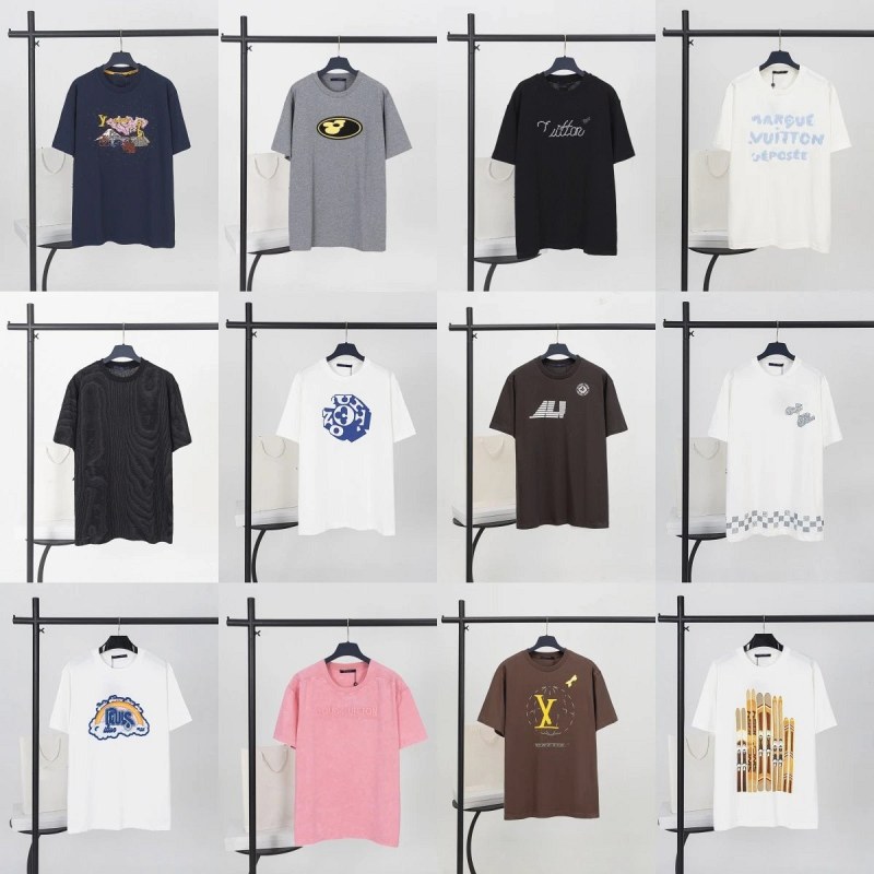 Louis Vuitton Embroidered Tee: 100% Cotton, 300–350gsm, Loose Crew-Neck