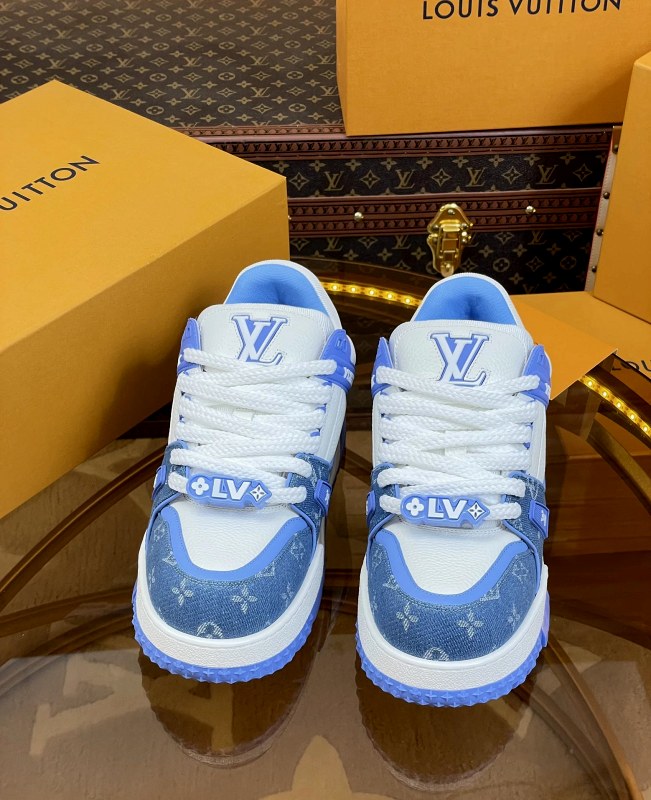 Louis Vuitton Gray Trainer Maxi-Style Low-Top With Beaded Laces