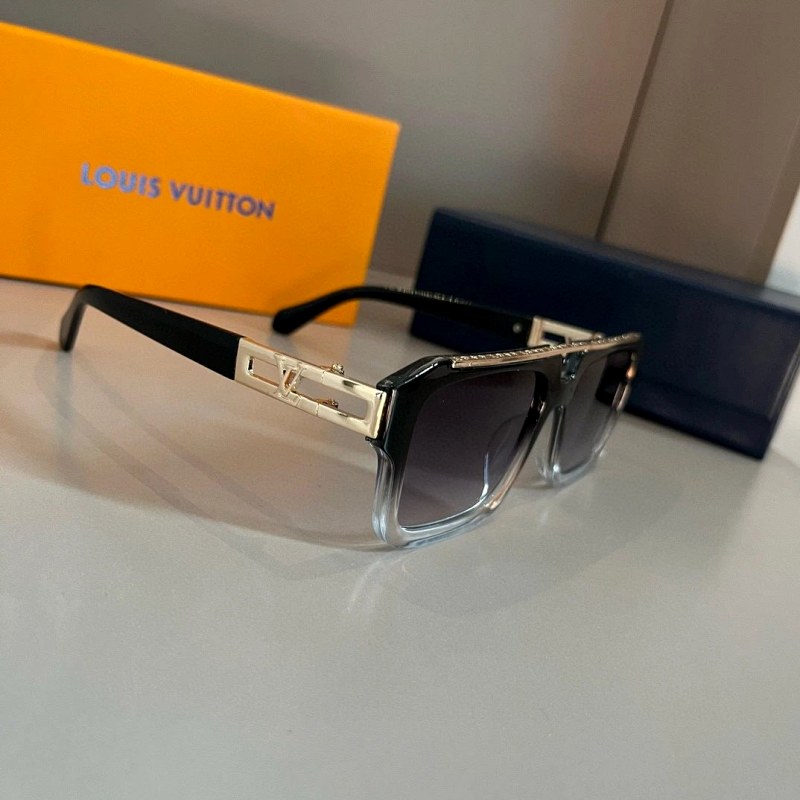 Louis Vuitton Gray Sunglasses With an Angular Front Frame and All-Metal Temple Tips