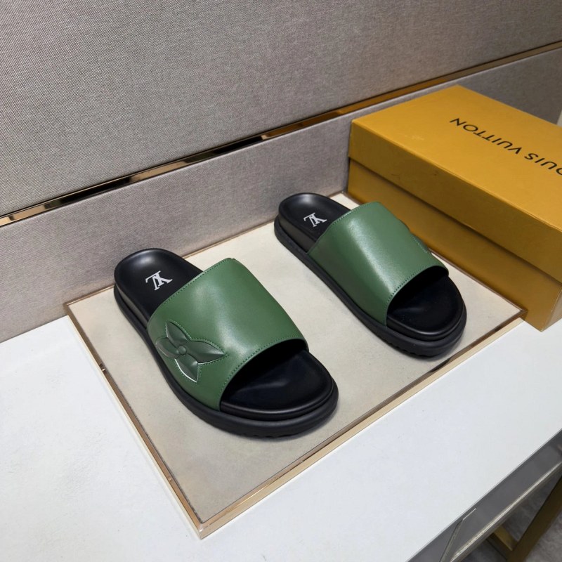 Louis Vuitton Green Slides: Multi-Material Slide with Leather Lining in 12 Colors