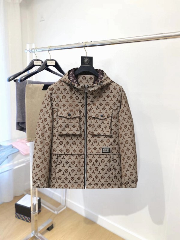 Louis Vuitton white hooded jacket with a reversible two-way build