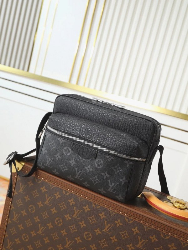 Louis Vuitton Outdoor Messenger in Black Taïga Leather and Monogram Eclipse Canvas