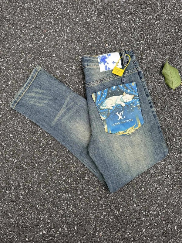Louis Vuitton Blue Jeans in Everyday Casual Style: High-Waist Straight-Leg Denim, Sizes 28–36