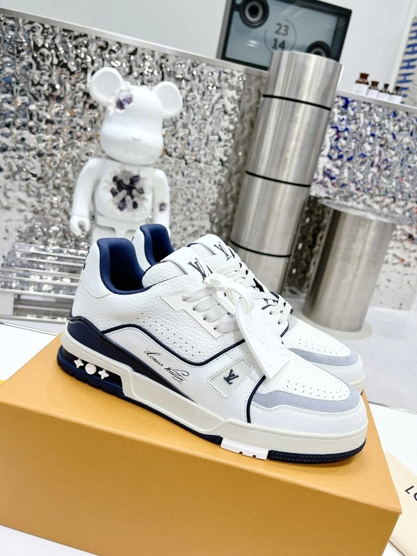 Louis Vuitton LV Trainer-Style Blue Sneakers in a Retro Basketball Low-Top