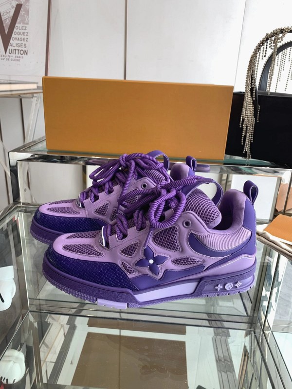 Louis Vuitton LV Skate Sneaker in Purple Mesh and Calf Leather