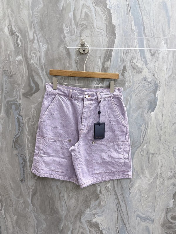 Louis Vuitton Purple Monogram Jacquard Denim Shorts With Pearlescent Buttons