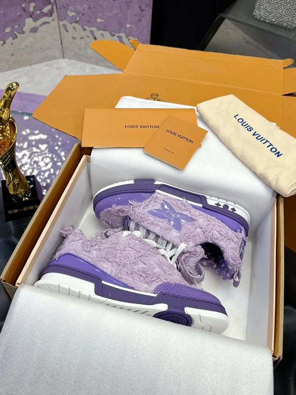 Louis Vuitton purple sneakers in classic athletic style