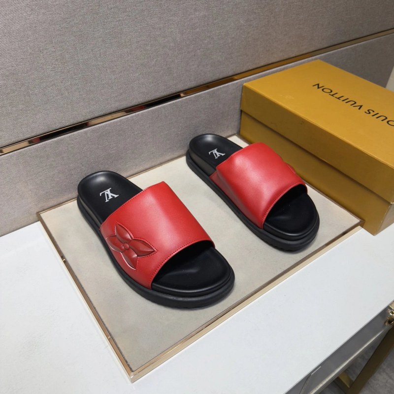 Louis Vuitton Red Slides: Multi-Material Upper, Leather Lining, 12 Colors