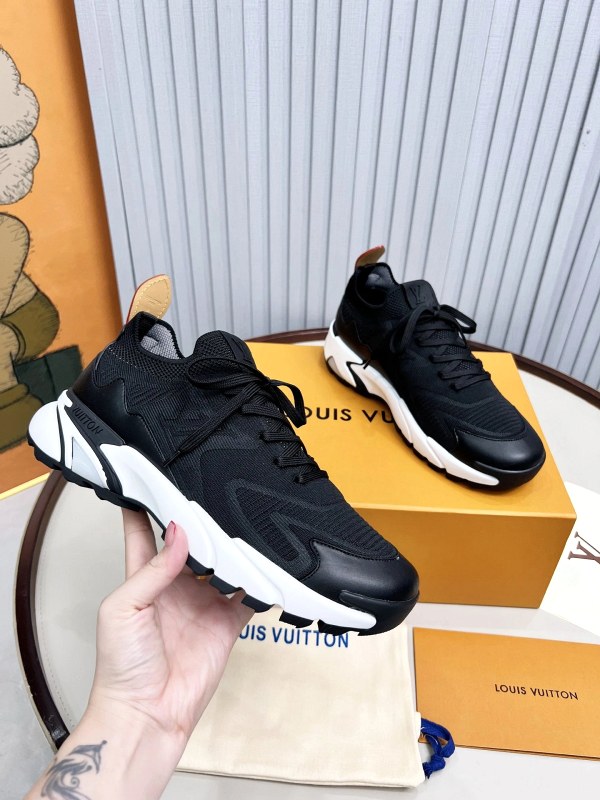 Louis Vuitton Gray Runner Tatic-Style Knit Sneakers with a 4 cm Platform Sole