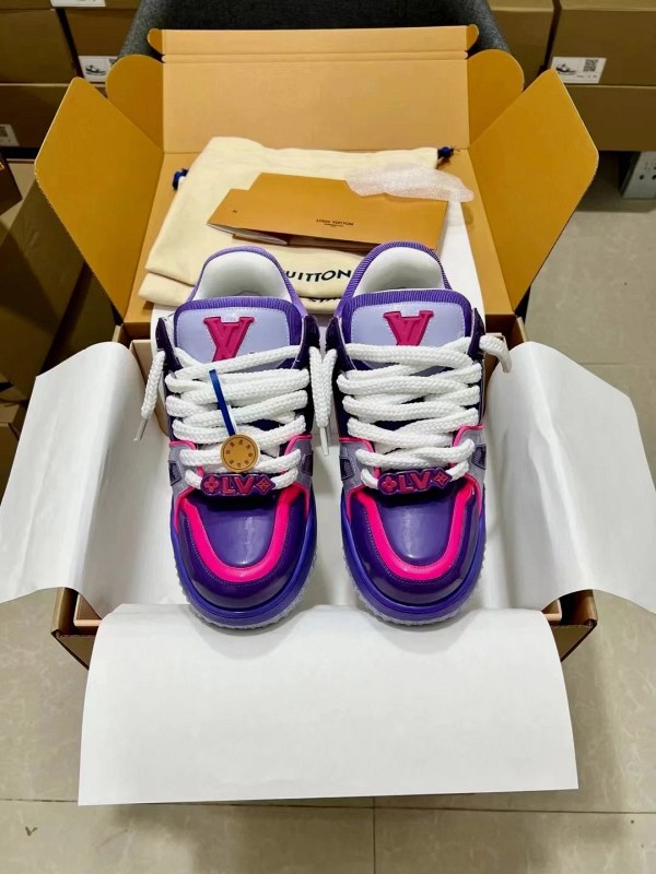 Louis Vuitton-style white padded bread sneakers with DIY bead charms