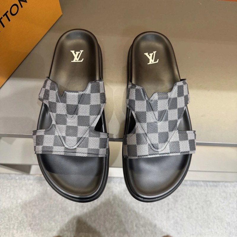 Louis Vuitton Black Slides Listed With an Italian-Imported Upper and Leather Insole
