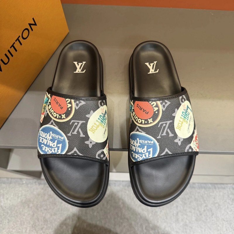 Louis Vuitton Brown Casual Slides with an Italian-Sourced Upper