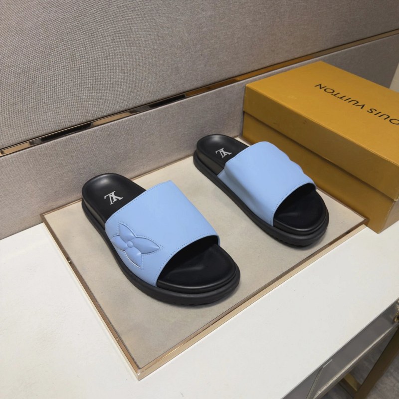Louis Vuitton Blue Slides in a Casual Multi-Material Build, Offered in EU 39–45