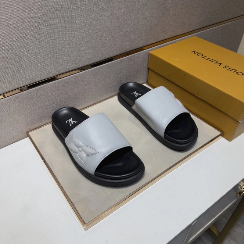 Louis Vuitton White Slides: Multi-Material Upper, Leather Lining, 12 Colorways