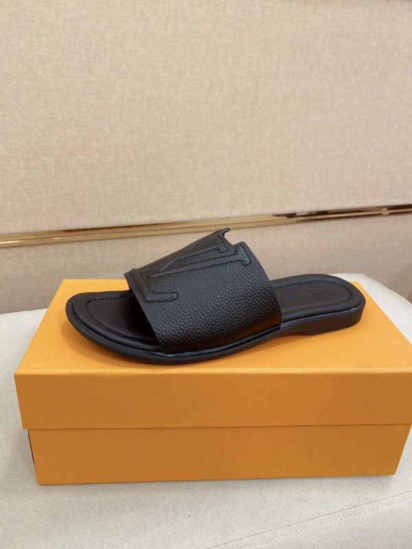 Louis Vuitton Black Slides in an Easygoing Casual Build, Sizes 39–44 With 45–46 Made to Order