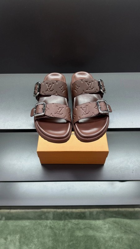 Louis Vuitton Brown Slides, Listed in Sizes 40–45 in a Casual Slip-On Style
