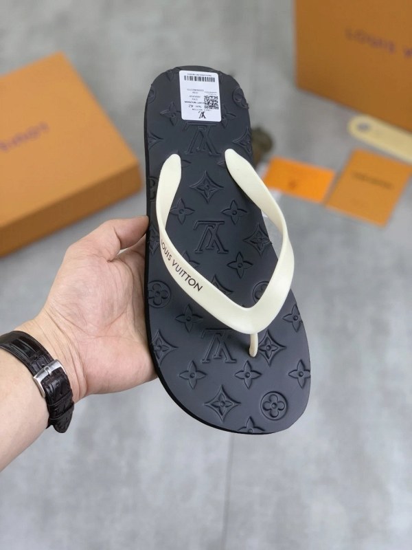 Louis Vuitton Gray Slides: Casual Men's Silhouette Listed in Sizes 38–46