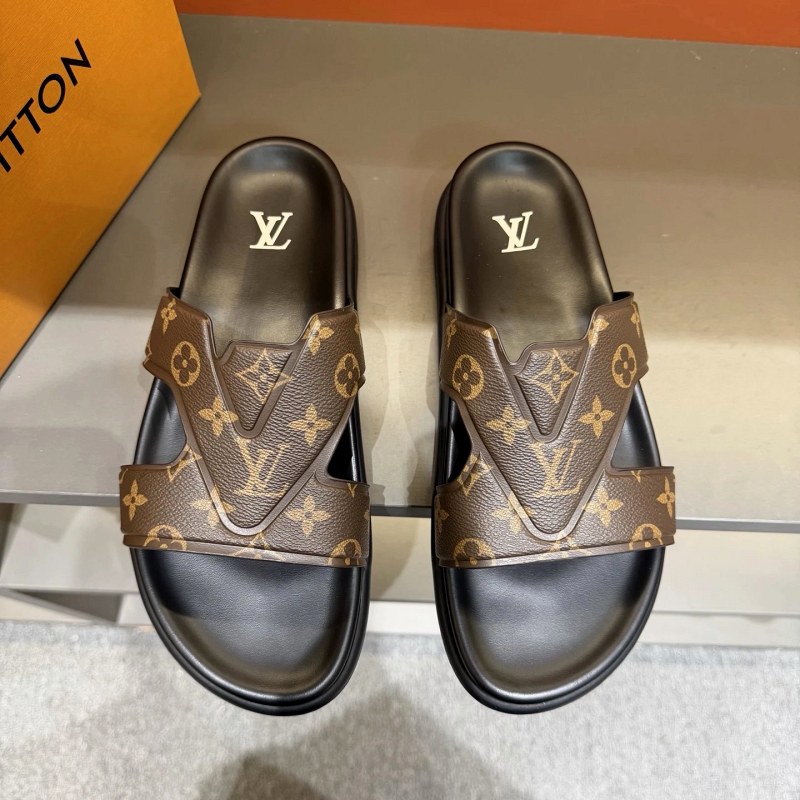Louis Vuitton Black Slides With an Italian-Sourced Upper and Molded Sole