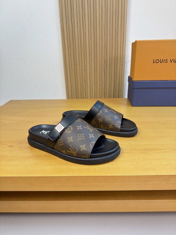 Louis Vuitton Orange Slides With a Multicolor Italian-Leather Upper