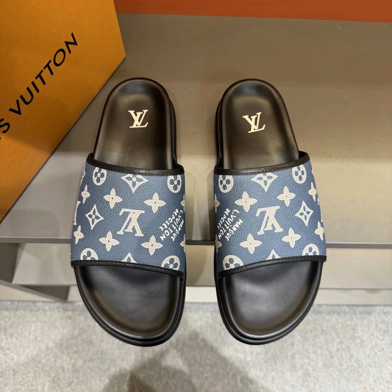 Louis Vuitton Black Slides Listed With an Italian Upper and a Leather Insole