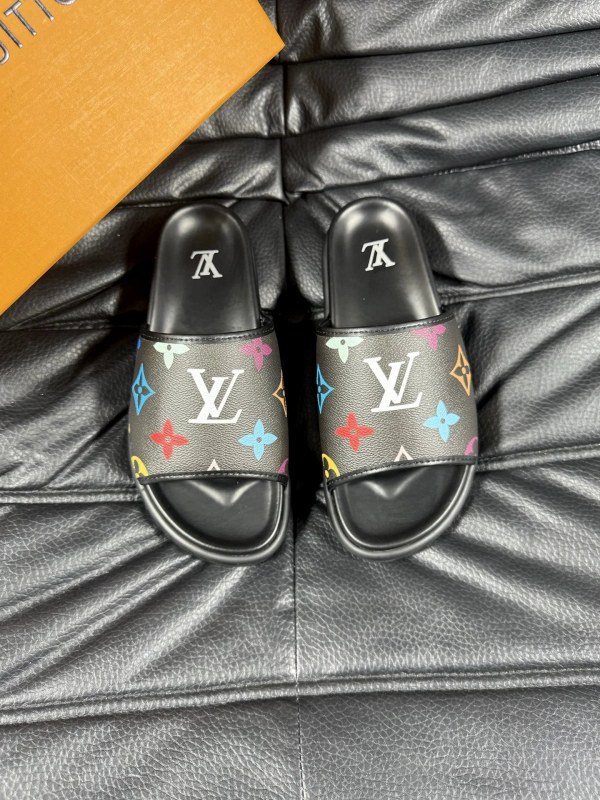 Louis Vuitton Black Slides in a Casual Easygoing Style With a Cushioned Footbed
