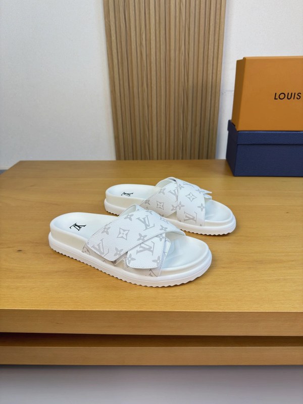 Louis Vuitton White Slides in Easygoing Casual Style, Reported to Run Large