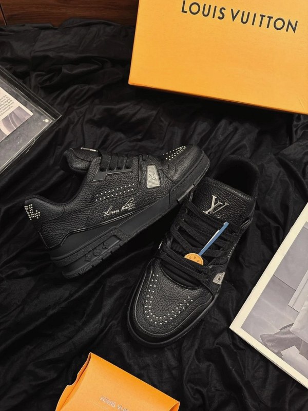 Louis Vuitton LV Trainer–Style Sneaker in a Black Studded Colorway