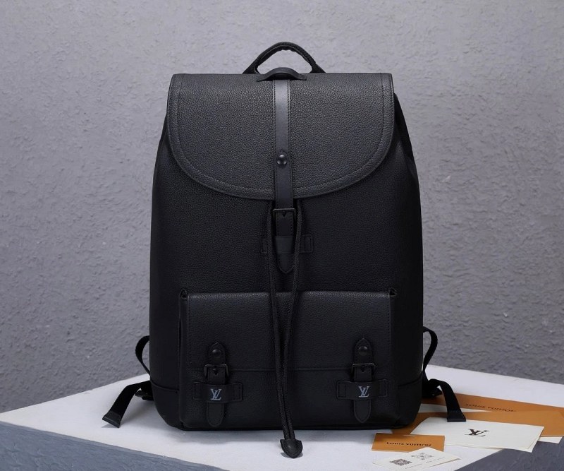 Louis Vuitton Christopher-Style Black Backpack in Taurillon Leather with Laptop Sleeve