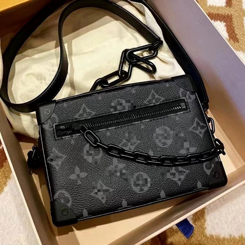 Louis Vuitton Black Calfskin Commuter Bag with Chain Hardware and 8-Inch Laptop Capacity