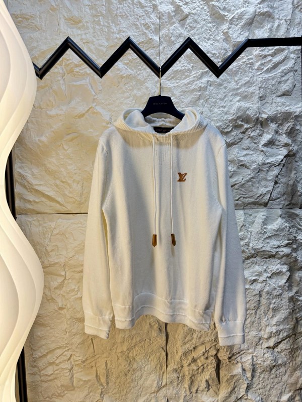 Louis Vuitton White Logo Hoodie in a Combed Organic Cotton 7-Gauge Knit