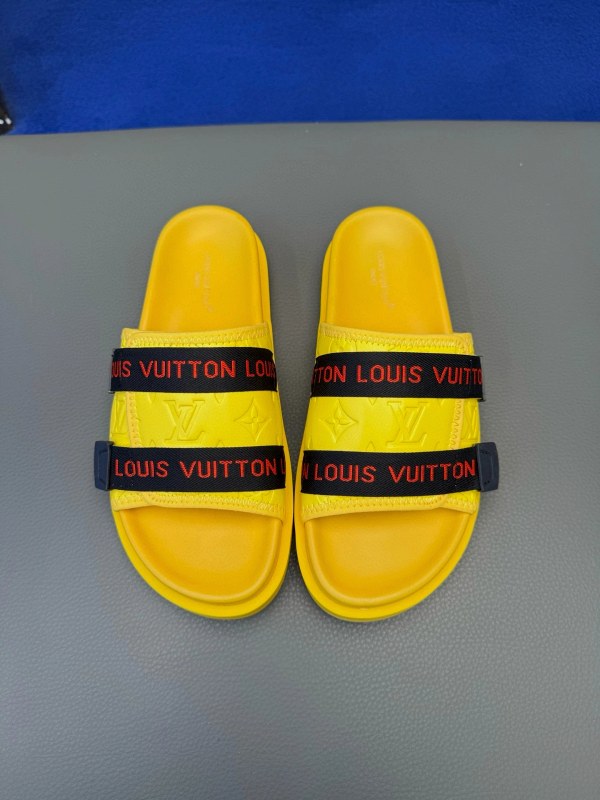 Louis Vuitton yellow slides: a bright casual mule listed in EU 40–45