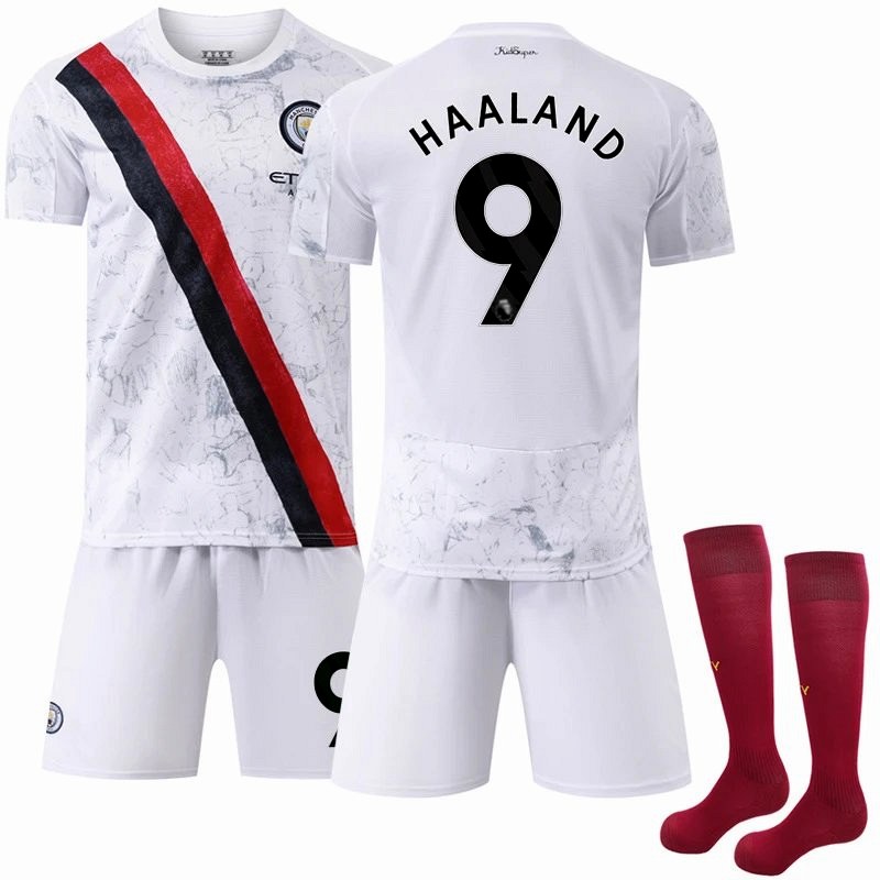 Manchester City England-Style White Football Jersey With Sock and Pad Bundles