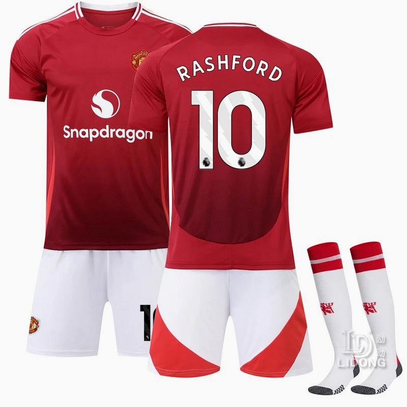 Manchester United Retro-Style Jersey in Polyester Blend, Listed in 29 Colorways With Socks and Padding Options