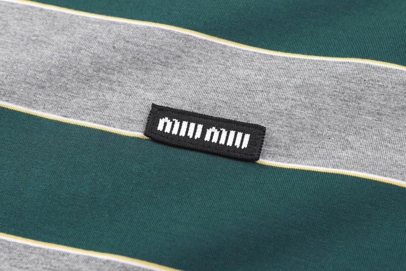Miu Miu 26SS contrast-stripe knit sweatshirt in a loose fit