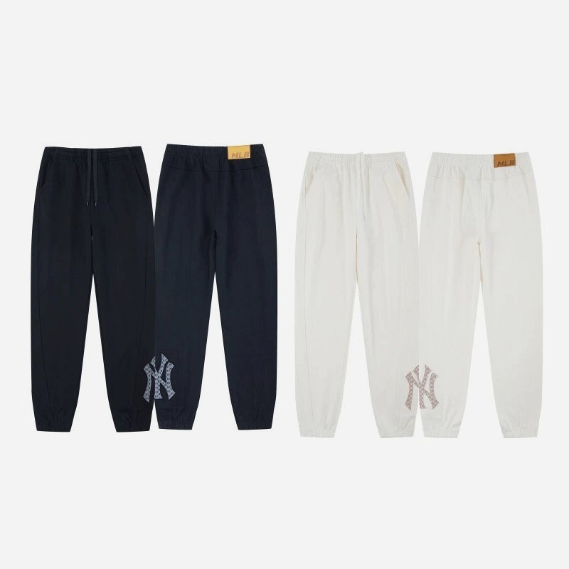 MLB Acetate-Blend Black Sweatpants: Relaxed Straight Cut with Belted Drawstring, S–6XL