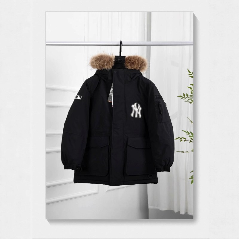 MLB Navy Puffer Jacket: 300g+ Down Fill in a Hooded, Mid-Long Commute Cut