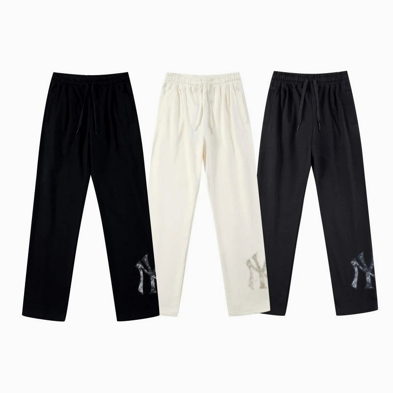 MLB Multicolor Sweatpants Collection: Embroidered Cotton Straight-Leg Sweats in Black, Cream, and Navy