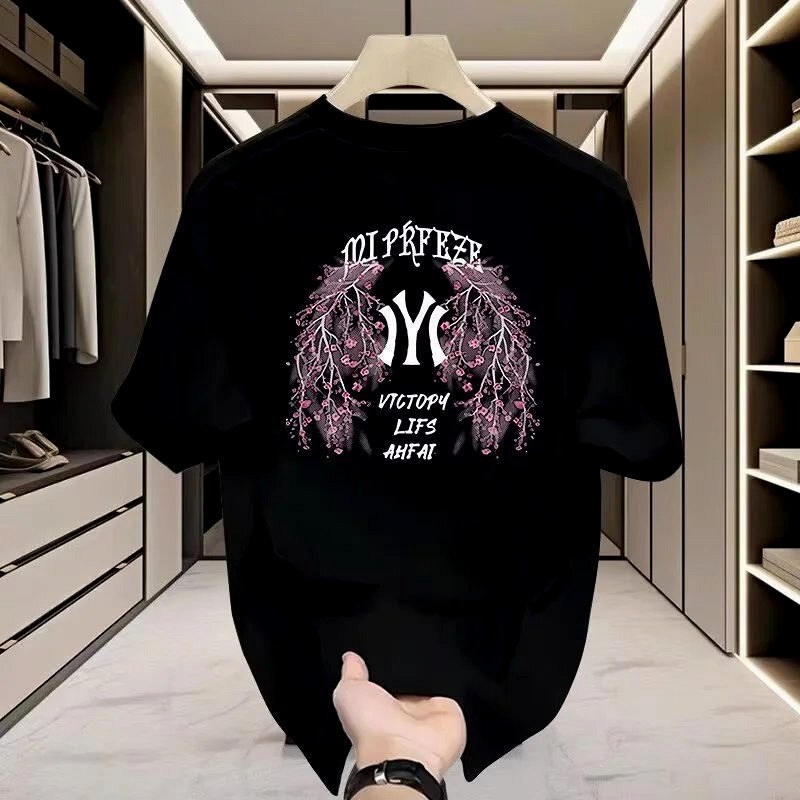 MLB Black Graphic Tee in a Loose Streetwear Cut, Stocked S–5XL